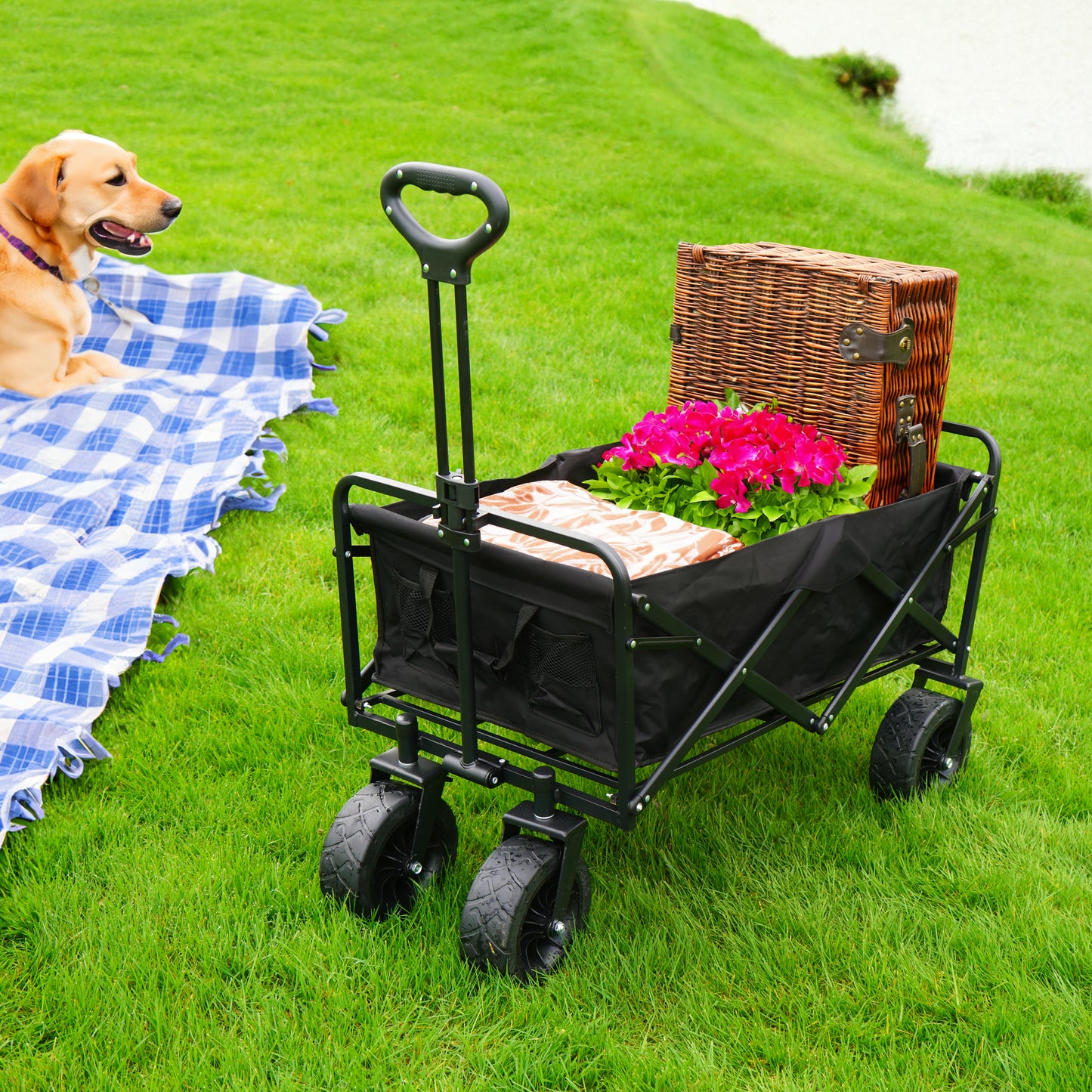 Collapsible Wagon, Removable Fabric, Big Wheels Max Capacity 100kg