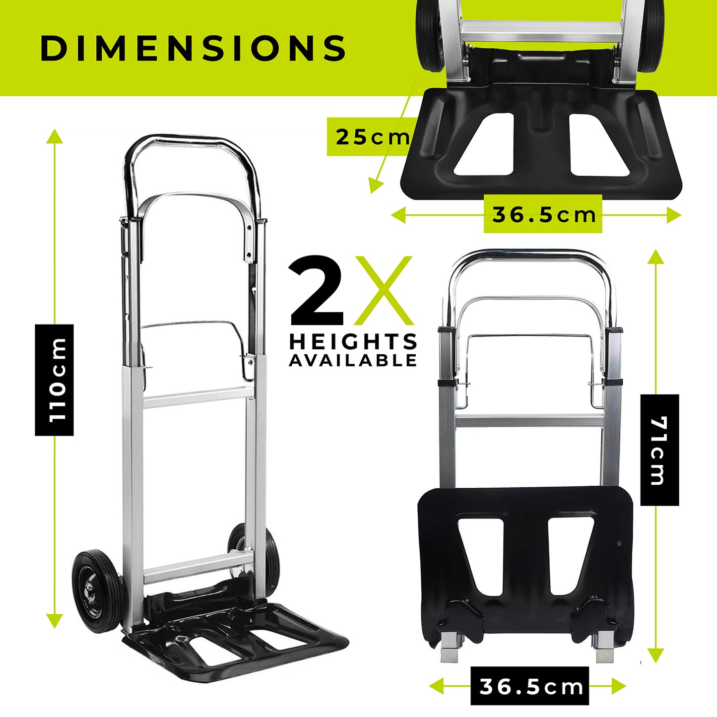 Heavy Duty Folding Aluminium Hand Truck 90KG Load Capacity