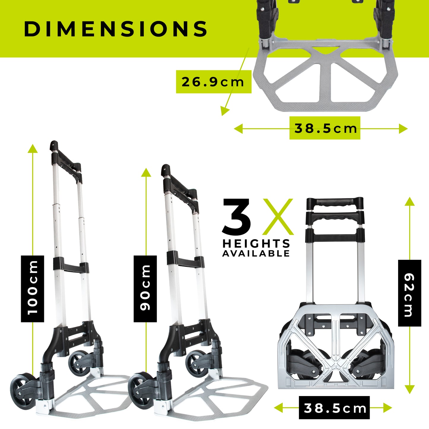 Heavy Duty Folding Aluminium Hand Truck 80KG Load Capacity