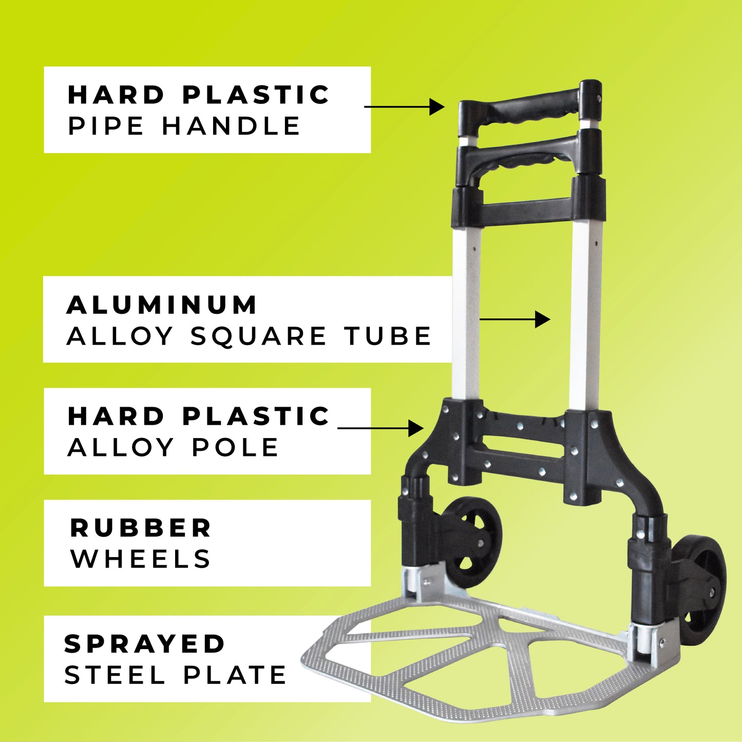 Heavy Duty Folding Aluminium Hand Truck 80KG Load Capacity