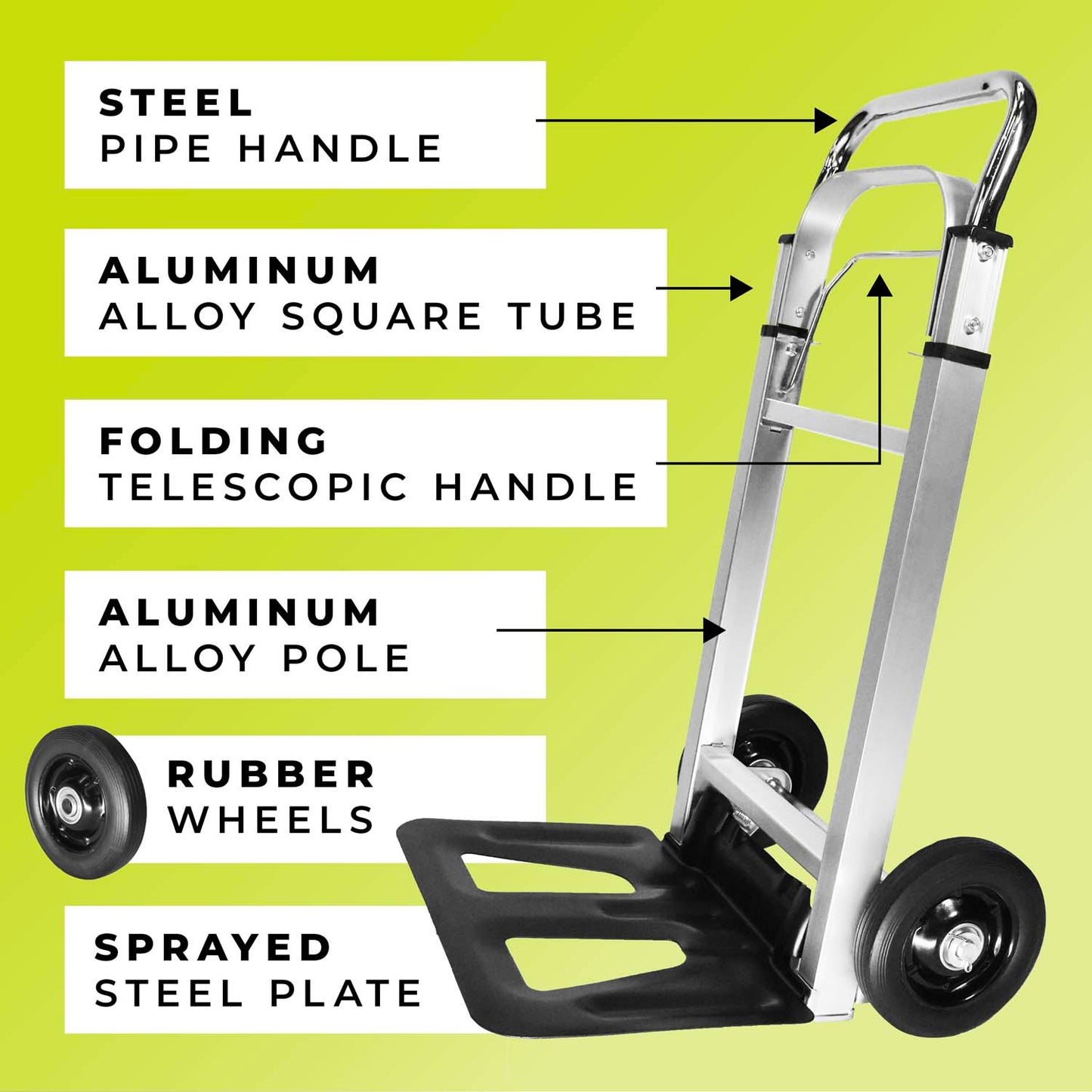 Heavy Duty Folding Aluminium Hand Truck 90KG Load Capacity